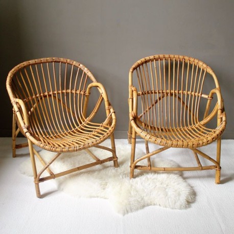 paire fauteuils rotin